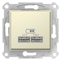 SE Sedna Беж Розетка 2-ая USB 2,1А (2x1,05А)