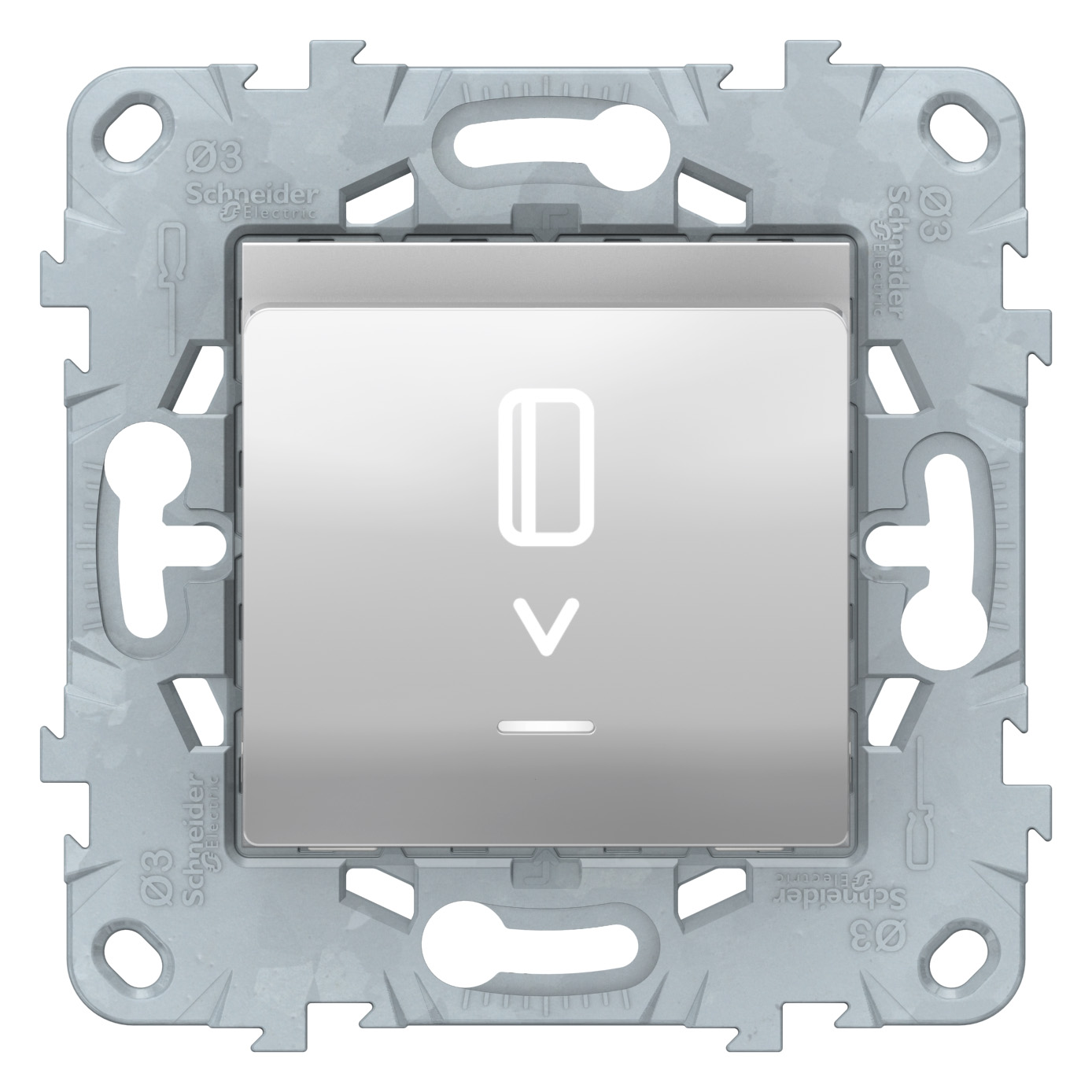 SE Unica New Алюминий Выключатель карточный, с подсветкой, 10А