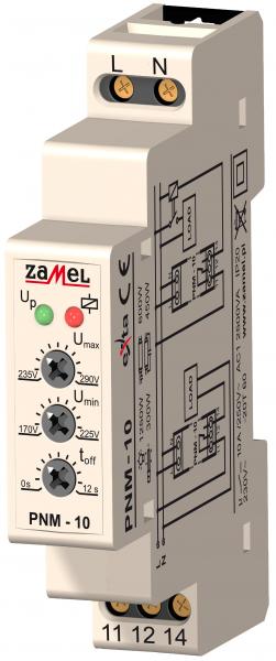 Zamel Реле напряжения 1Ф 10А рег. 170/290VAC (Umin/Umax) IP20 на DIN рейку