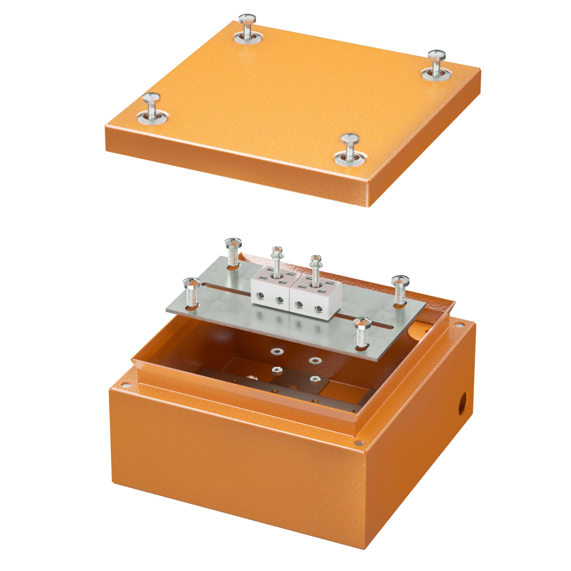 DKC Коробка стальная FS с гладкими стенками и клеммниками, IP66, 150х150х80 мм, 4р, 450V, 6A, 4 мм.кв.