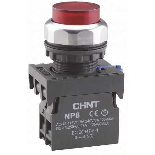 CHINT Кнопка управления NP8-10BND 1НО зеленая AC/DC24В(LED) IP65 (R)