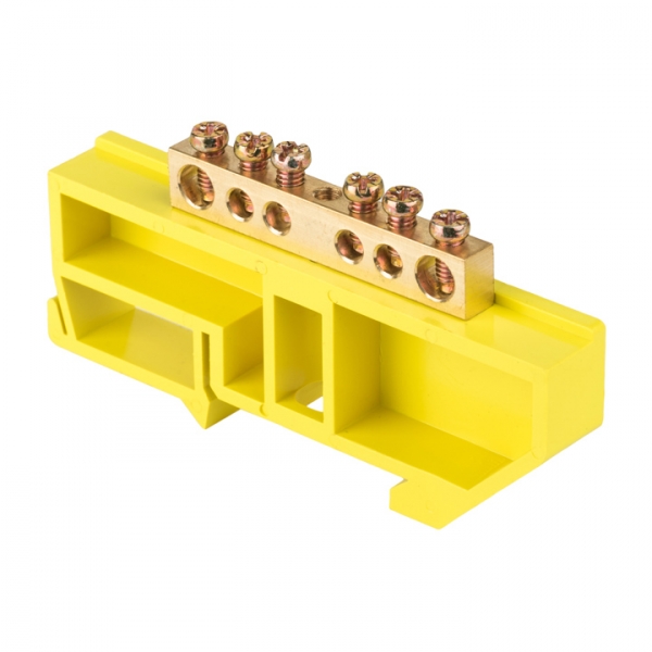 EKF Шина "0" N (6х9мм) 6 отверстий латунь желтый изолятор на DIN-рейку розничный стикер PROxima