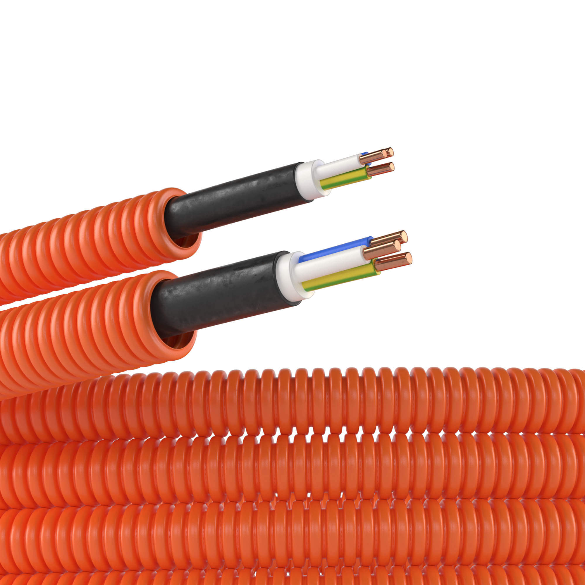DKC Труба ПНД гибкая гофрированная D=20мм (100м) цвет оранжевый, с кабелем 3х2,5ВВГнгLS РЭК "ГОСТ+" (Электротруба)
