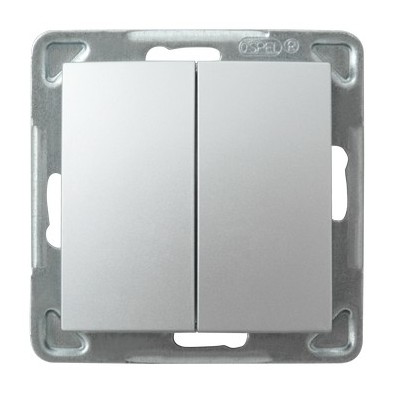 Ospel Impresja Серебро Выключатель кнопочный 2-ой, без рамки