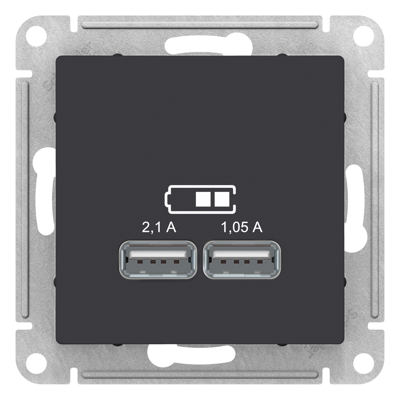 SE AtlasDesign Карбон Розетка USB, 5В, 1 порт x 2,1 А, 2 порта х 1,05 А, механизм