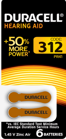 Duracell 5005480 Элемент питания для слуховых аппаратов ZA312-6BL