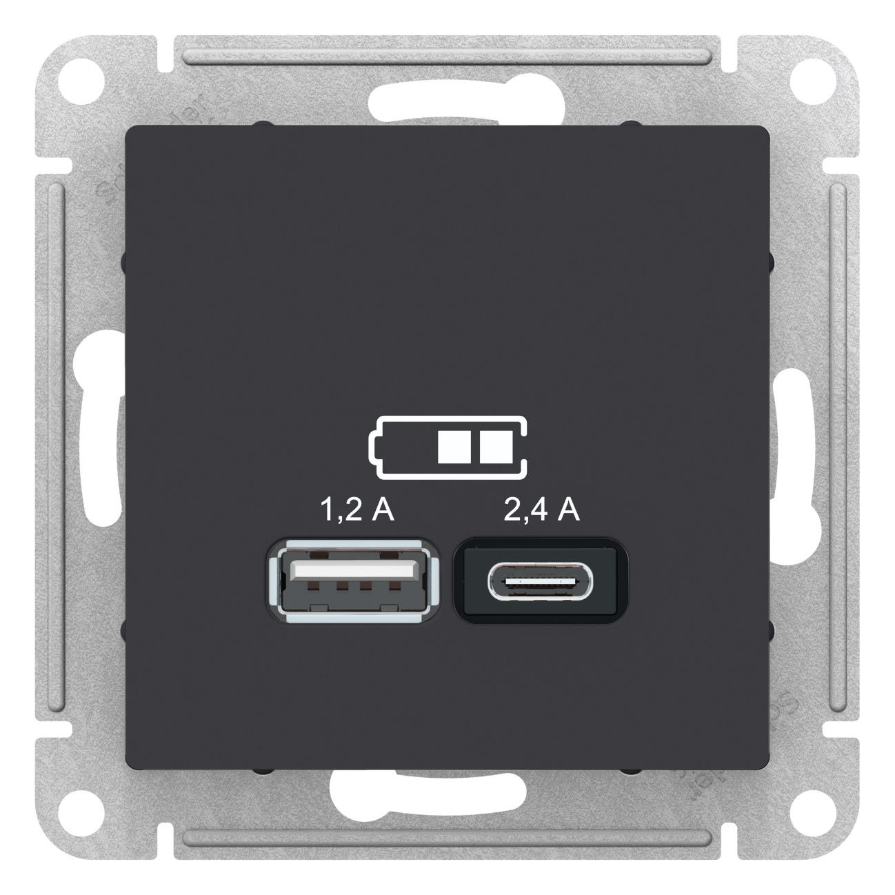 SE AtlasDesign Карбон USB Розетка A+С, 5В/2,4А, 2х5В/1,2 А, механизм