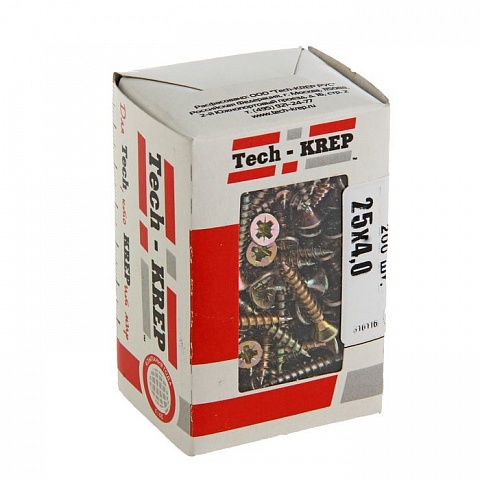 Tech-Krep Саморезы универсальные  25х4,0 мм (200 шт) желтые - коробка с ок.