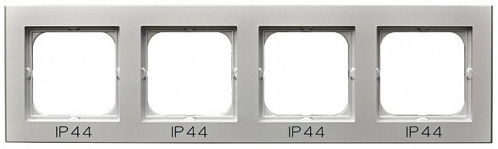 Ospel Sonata Серебро матовое Рамка 4-ая для выключатель IP-44