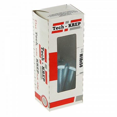 Tech-Krep Болт DIN933 с шестигранной головкой оцинк. М10х50 (10 шт) - коробка с ок. Tech-K 105217