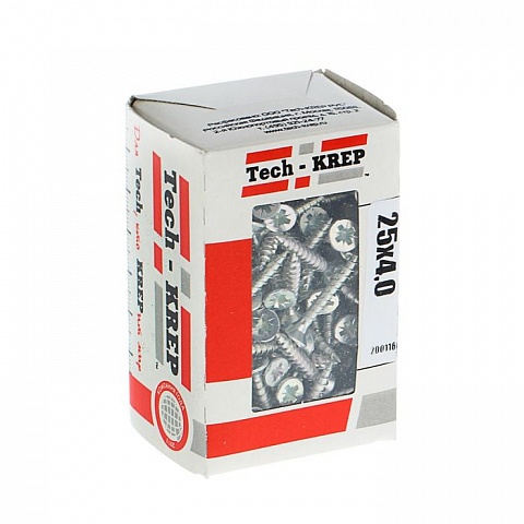 Tech-Krep Саморезы универсальные  25х4,0 мм (200 шт)  оцинкованные - коробка с ок. Tech-Kr