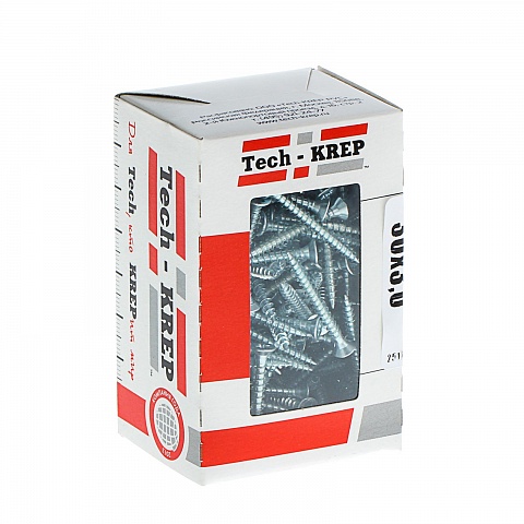 Tech-Krep Саморезы универсальные  30х3,0 мм (200 шт)  оцинкованные - коробка с ок. Tech-Kr