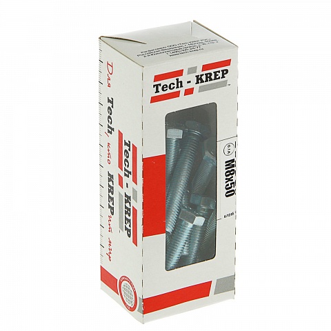 Tech-Krep Болт DIN933 с шестигранной головкой оцинк. М8х50 (20 шт) - коробка с ок. Tech-Kr 105211