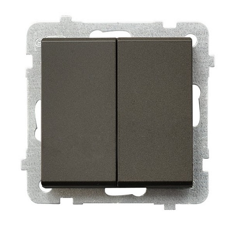Ospel Sonata Шоколадный металлик Выключатель кнопочный 2-ой, без рамки