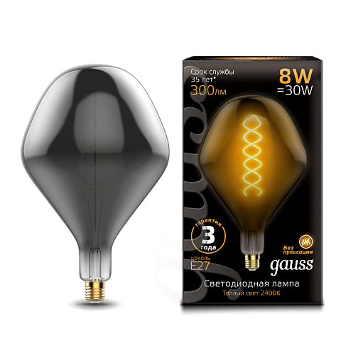 Gauss Лампа Gauss Filament SD160 8W 300lm 2400К Е27 gray flexible LED 1/6