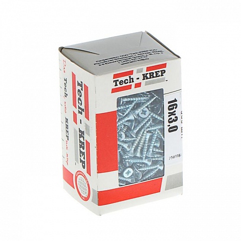 Tech-Krep Саморезы универсальные  16х3,0 мм (500 шт)  оцинкованные - коробка с ок. Tech-Kr