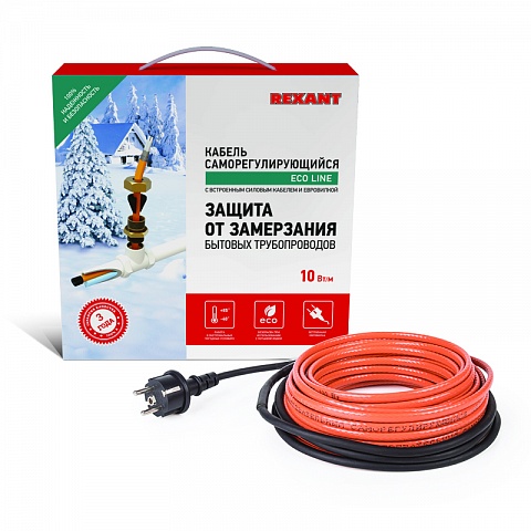 REXANT Греющий саморегулирующийся кабель (комплект в трубу) 10HTM2-CT ( 2м/20Вт)