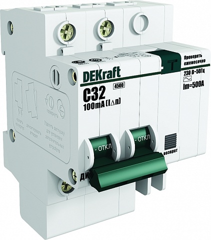 DEKraft ДИФ-101 Дифференциальный автоматический выключатель 1P+N 16А 30мА тип AC (С)