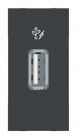 SE Unica Modular Антрацит Розетка USB, 5 В / 1000 мА, 1 модуль