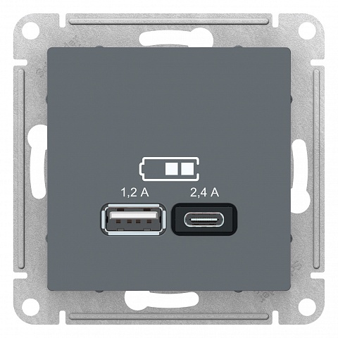 SE AtlasDesign Грифиль USB Розетка A+С, 5В/2,4А, 2х5В/1,2А, механизм