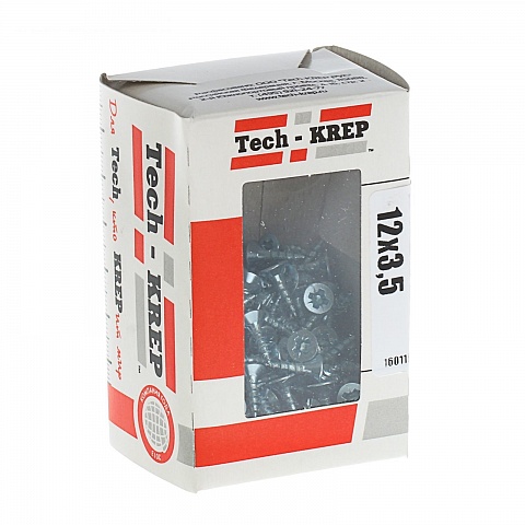 Tech-Krep Саморезы универсальные  12х3,5 мм (200 шт)  оцинкованные - коробка с ок. Tech-Kr