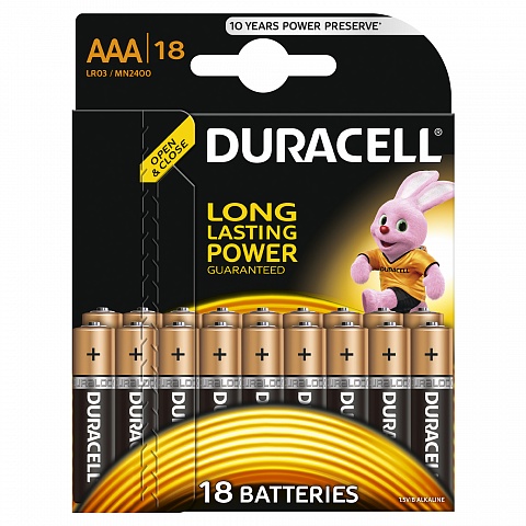 Duracell 81546741 Алкалиновая батарейка типа AAA  LR03 / MN 2400 LR03-18BL BASIC