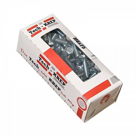 Tech-Krep Болт DIN933 с шестигранной головкой оцинк. М6х25 (70 шт) - коробка с ок. Tech-Kr 105202