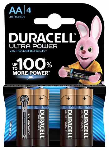 Duracell 5005816 Алкалиновая батарейка типа AA / LR6 / MN 1500" LR6-4BL Ultra Power