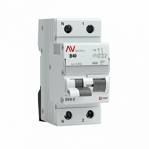 EKF Дифференциальный автомат DVA-6 1P+N 40А (C)  30мА (AC) 6кА AVERES
