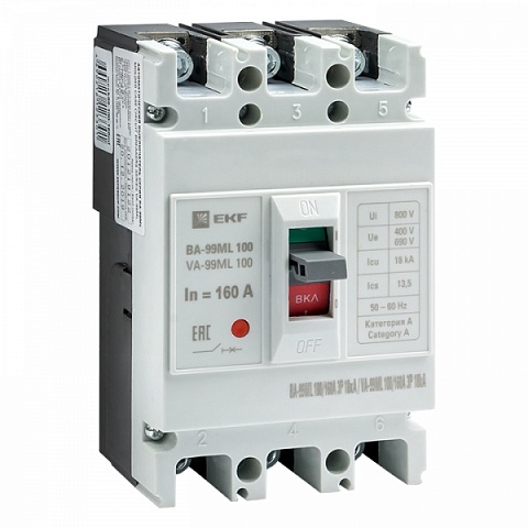 EKF Автоматический выключатель ВА-99МL 100/160А 3P 18кА Basic