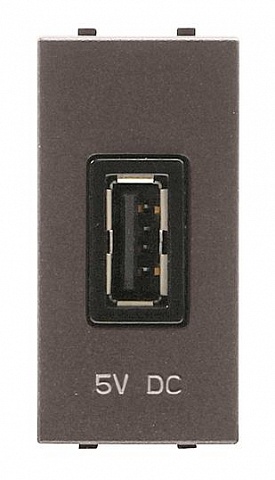 ABB Механизм USB зарядного устройства, 1М, 2000 мА, 5В, серия Zenit, цвет антрацит
